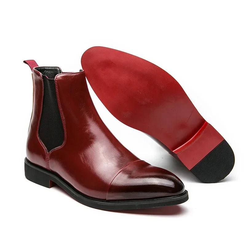 Chelsea bottes pour hommes semelle rouge Pu cheville affaires bout rond Slip-On hommes bottes livraison gratuite taille 38-46 hommes chaussures hommes bottes
