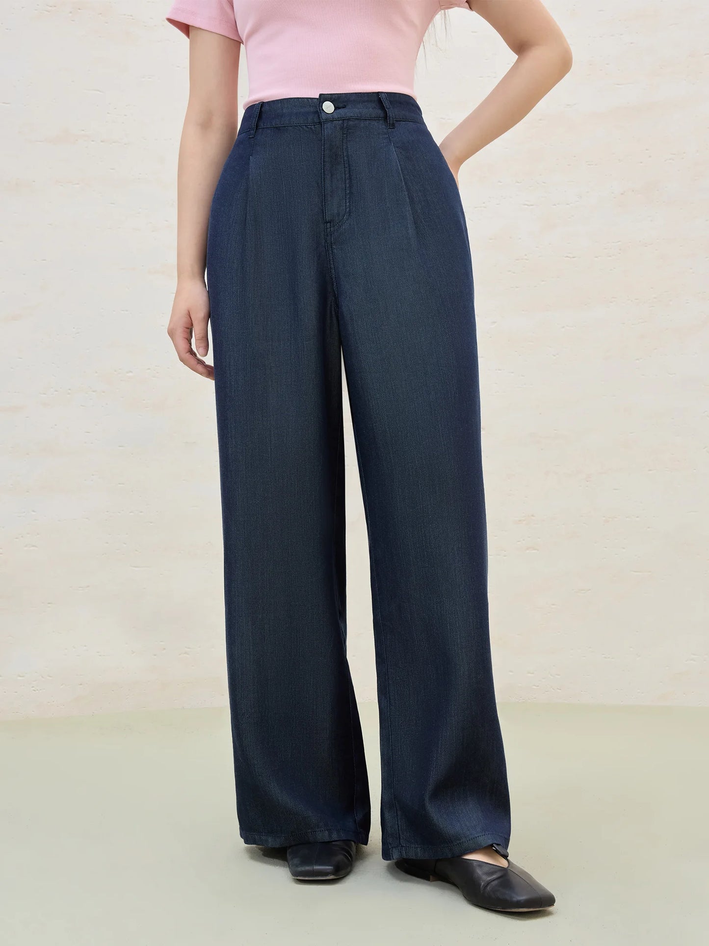 DUSHU grande taille refroidissement Lyocell pantalon été 2025 bureau décontracté jambe droite pantalon polyvalent agrafe femmes pantalon décontracté