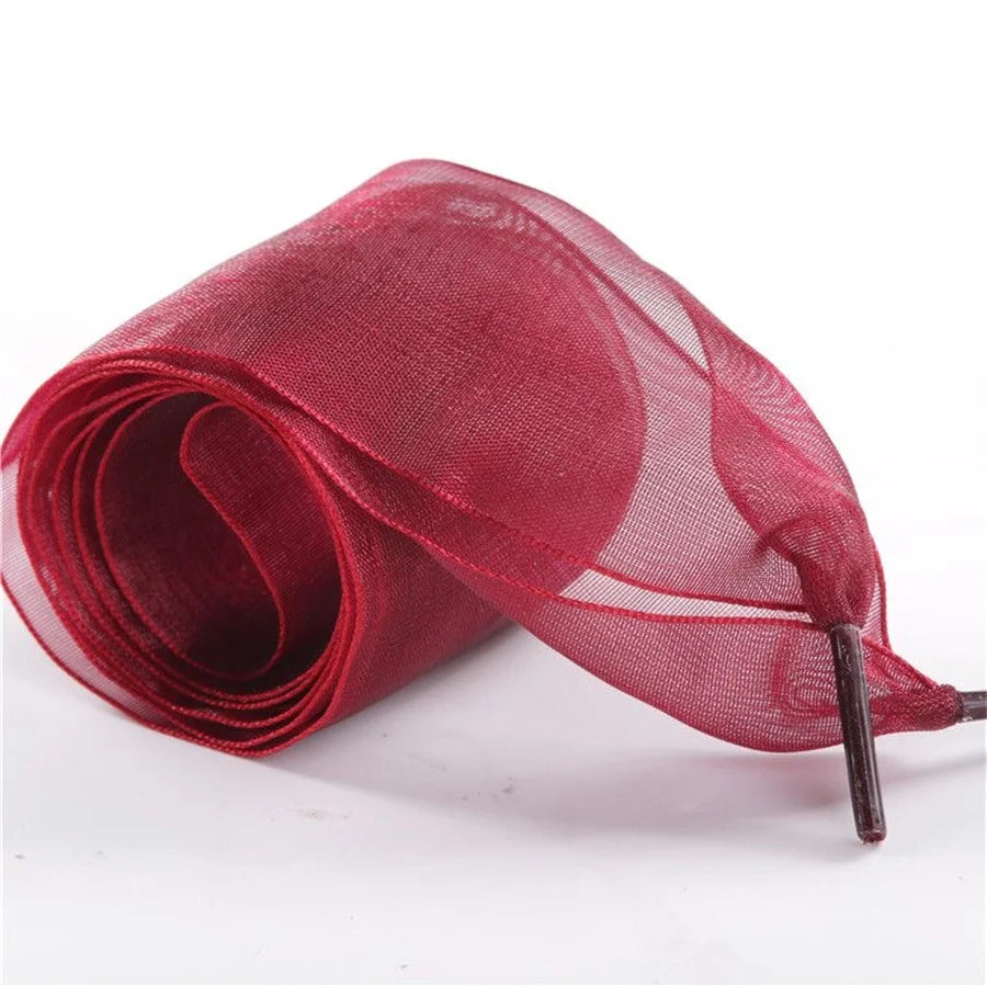 1 paire de cordes de chaussures en Organza de 4cm de large 60-180cm pour femmes, lacets plats en ruban de Satin de soie, baskets en toile, chaussures de Sport