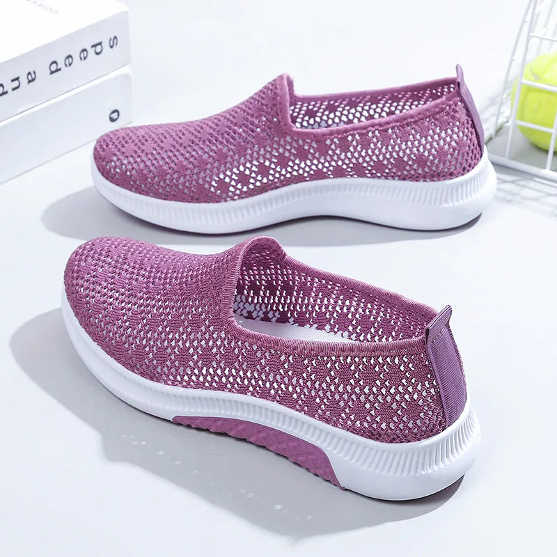 Baskets en maille respirantes pour femmes, chaussures de marche à enfiler, chaussures décontractées, extérieur, mode, nouveau, 2025