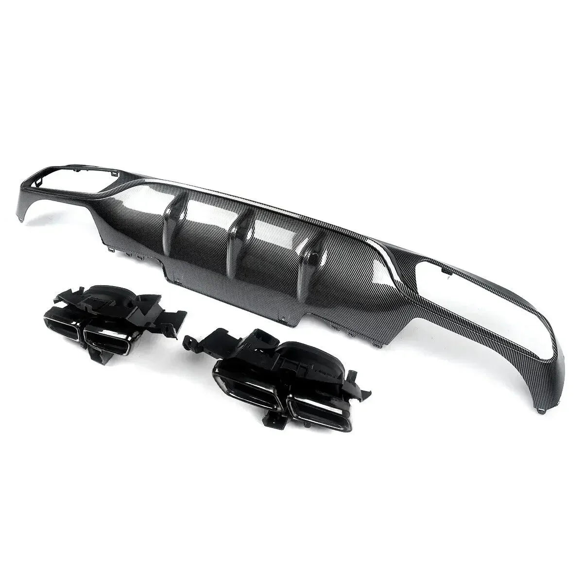 Diffuseur Arrière de Style Carbone avec Tuyau d'Échappement, Accessoire pour Mercedes W213, E200, E300, 2016-2020