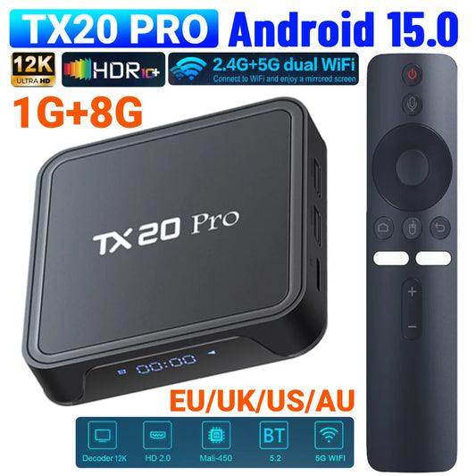 Android 15.0 lecteur multimédia Allwinner H313 Quad Core 4K HD boîtier de télévision intelligent double WIFI BT5.2 boîtier de télévision Android 1GB 8GB décodeur
