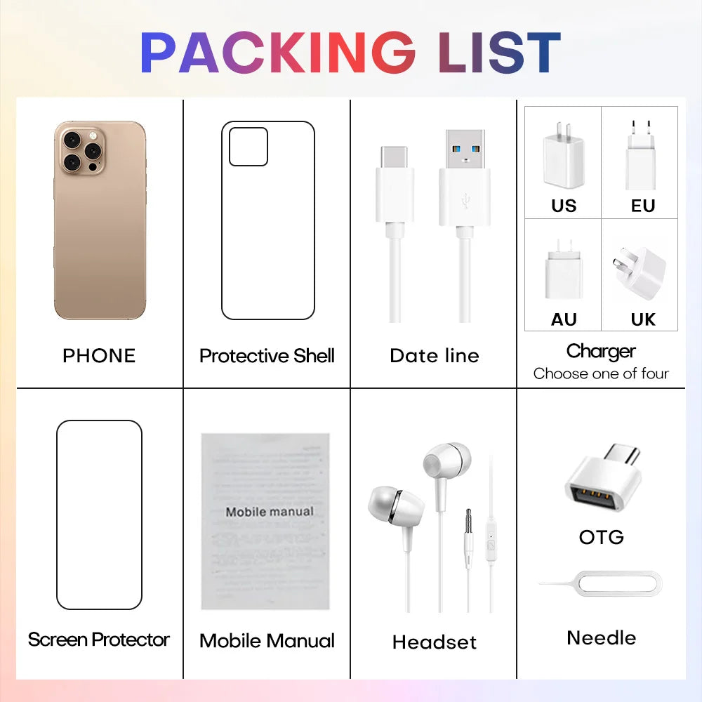 2025 nouveau smartphone i16promax phare 6.5 pouces 16 + 1 to 5g clé d'appareil photo empreinte digitale casque Bluetooth peut être acheté séparément