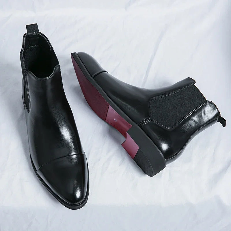 Chelsea bottes pour hommes semelle rouge Pu cheville affaires bout rond Slip-On hommes bottes livraison gratuite taille 38-46 hommes chaussures hommes bottes