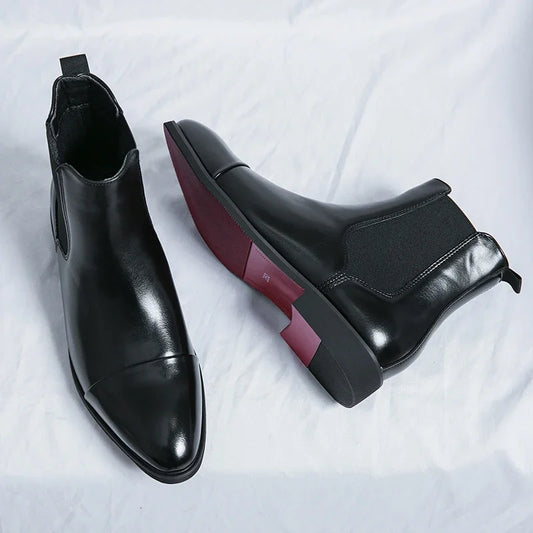 Chelsea bottes pour hommes semelle rouge Pu cheville affaires bout rond Slip-On hommes bottes livraison gratuite taille 38-46 hommes chaussures hommes bottes