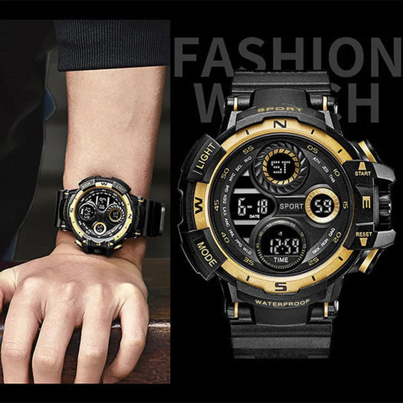 YIKAZE montre numérique noire pour hommes montres de sport étanche chronographe extérieur horloge à main G infanterie choc étudiant montre-bracelet