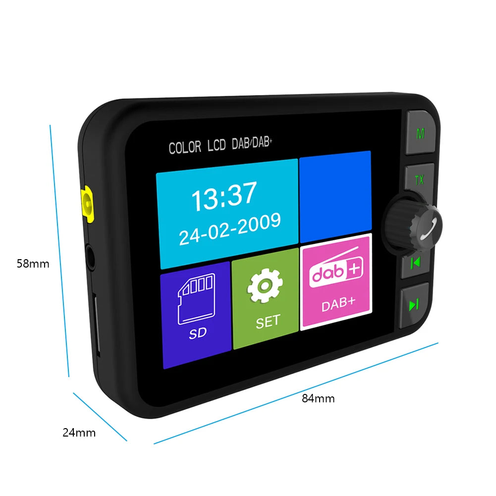 Récepteur Radio DAB dans la voiture avec écran 2.4 pouces, adaptateur de diffusion d'antenne de Signal numérique stéréo, transmetteur FM Bluetooth 5.0 AUX MP3