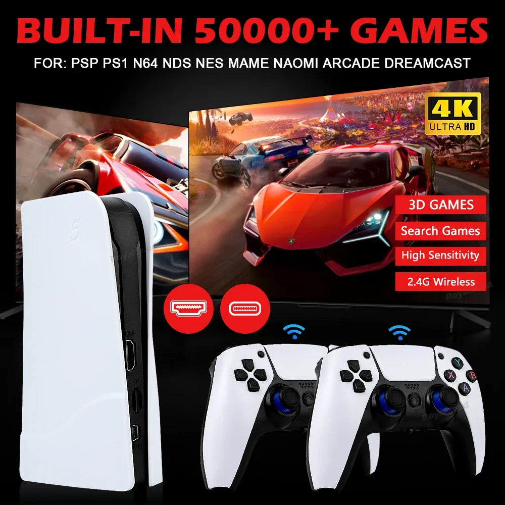 Console de jeu vidéo GB5, 256 Go, 128 Go, 64 Go, plus de 50000 jeux rétro, boîte de jeu TV HD, 5 deux manettes de jeu pour PS1, PPéventuelles P, MAcloser, arcade Gaming Stick