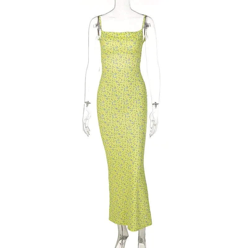 Hawthaw Women Elegant Sleeveless Floral Printed Bodycon Backless Long Dress 2024 Summer Clothes Wholesale Items For Business