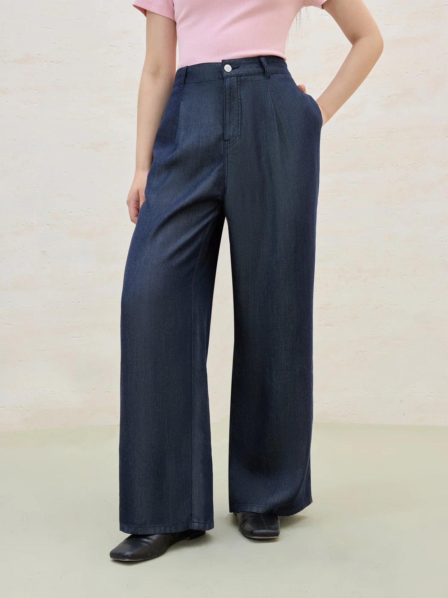 DUSHU grande taille refroidissement Lyocell pantalon été 2025 bureau décontracté jambe droite pantalon polyvalent agrafe femmes pantalon décontracté