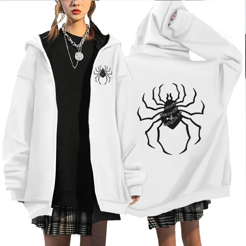 Hunter X Hunter Spider imprimé Anime sweat à capuche avec fermeture éclair hommes femmes gothique Y2K veste zippée sweat à capuche décontracté manteau Streetwear