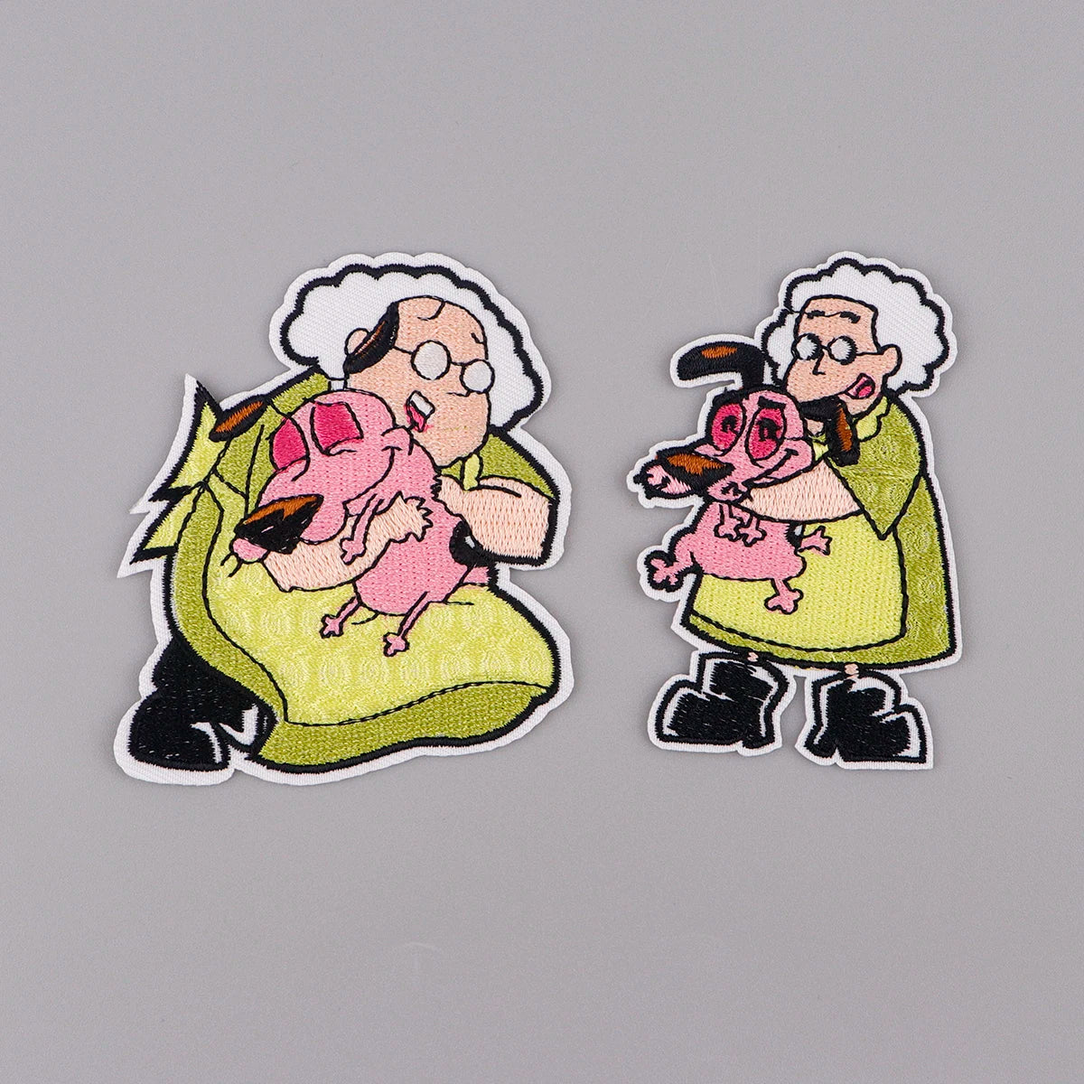 Grandma and Pink Dog Embroidered Patches For Kids Clothing DIY Badge Adhesive Cute Cartoon Patches On Clothes Stickers Appliques