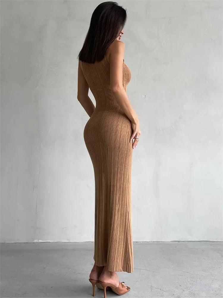 Tossy-Robe longue en fibre tricotée à col roulé pour femme, robe maxi femme, mince, élégante, mode, automne, 2023