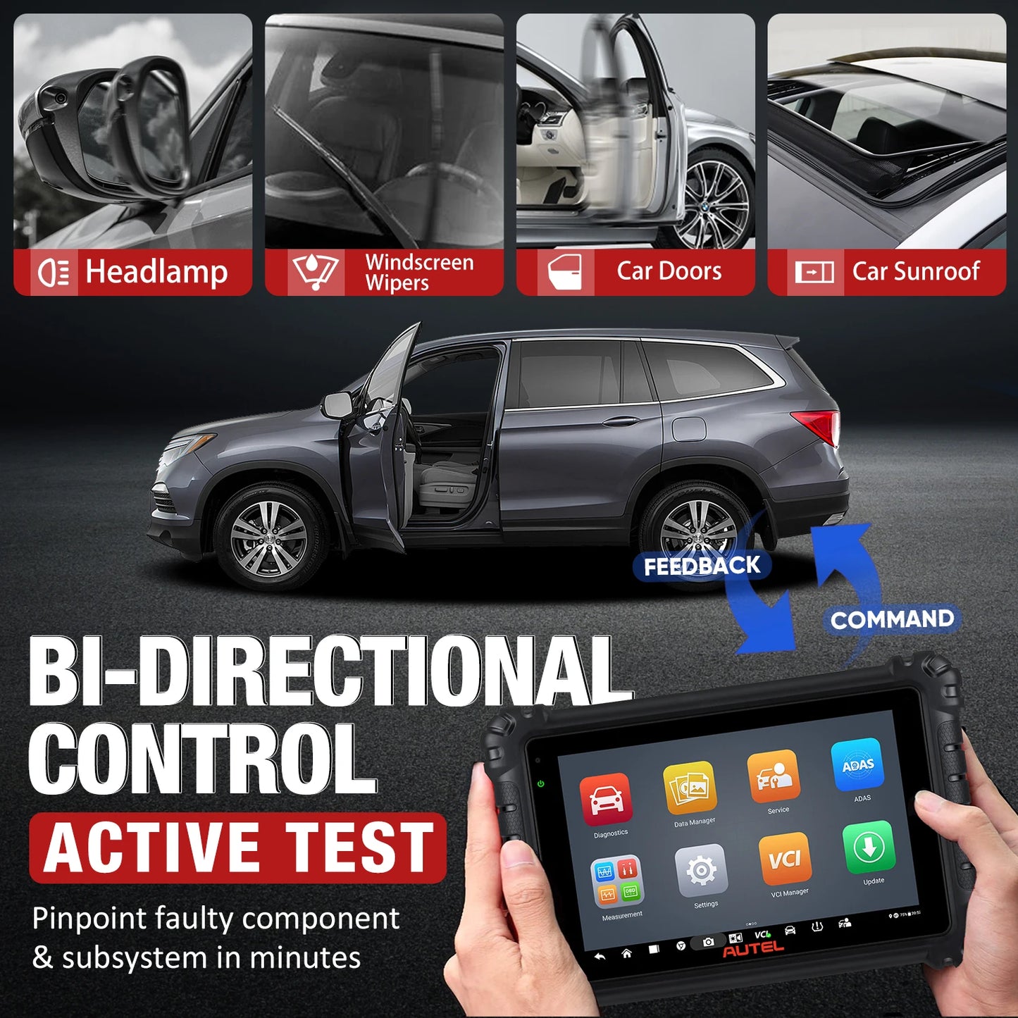 Autel-Outil de Diagnostic de Voiture MaxiSYS MS906 Pro OBD2, Scanner Bidirectionnel pour Codage ECU, Tous Systèmes, PK MS906BT