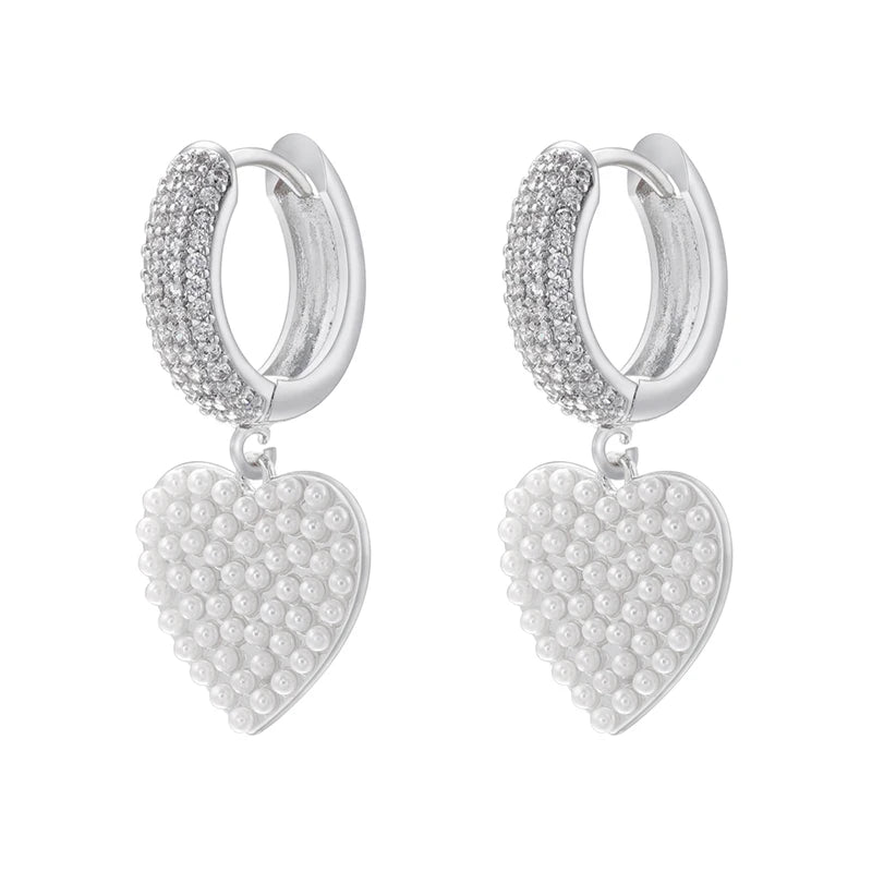 ZHUKOU-Boucles d'oreilles Pearl Coussins Hoop pour femmes, Boucles d'oreilles Huggie Cubic Zirconia, Boucles d'oreilles Sweet Bow Dstress, 4 lignes, Vente en gros, VE846