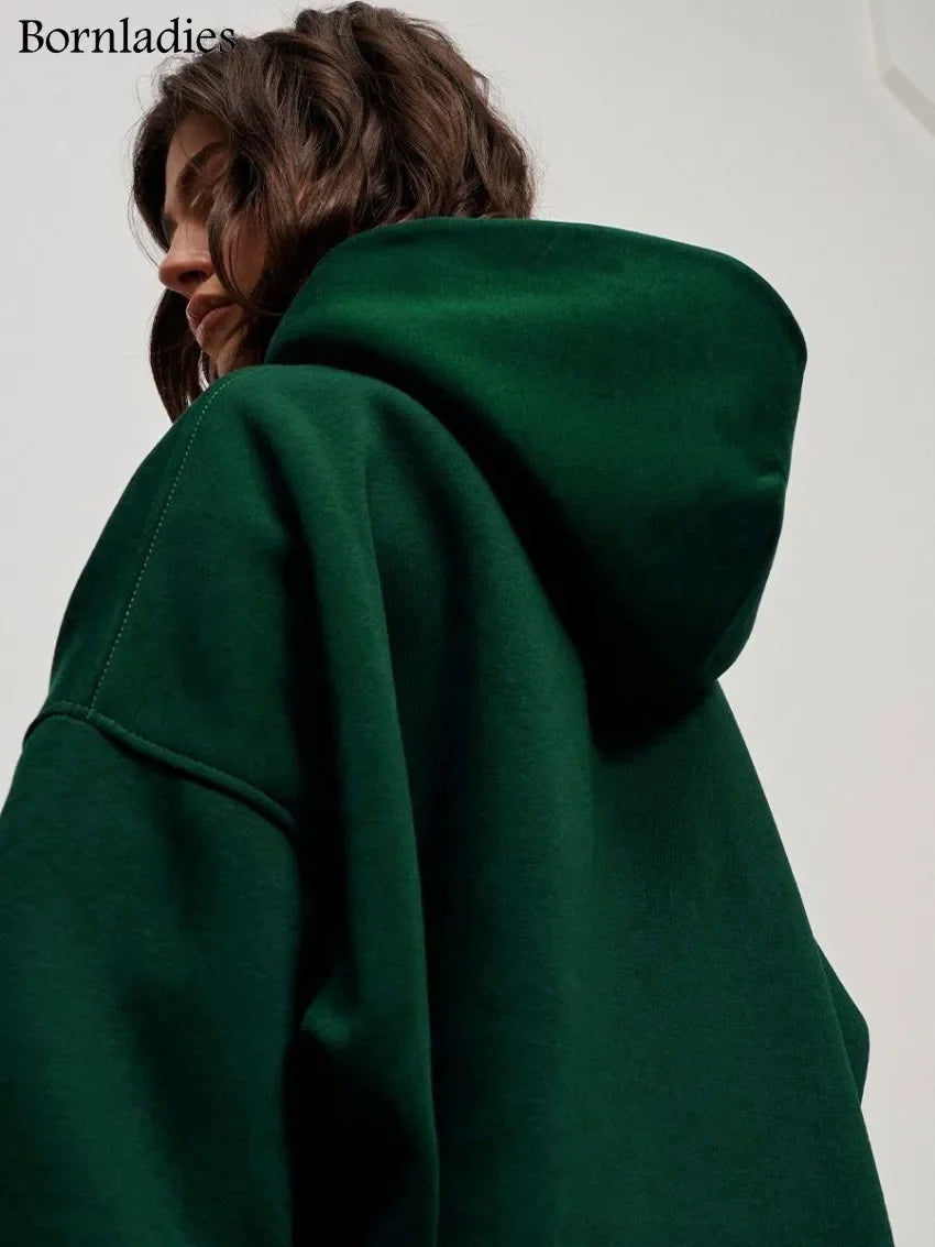 Bornladies-Sweats à capuche respirants et PVD pour femmes, pull optique chaud, streetwear pour filles, sourire PVD, automne et hiver