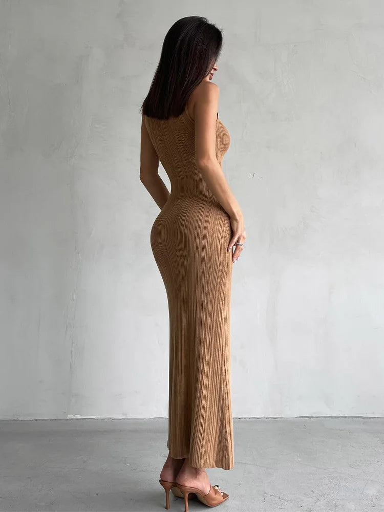 Tossy-Robe longue en fibre tricotée à col roulé pour femme, robe maxi femme, mince, élégante, mode, automne, 2023