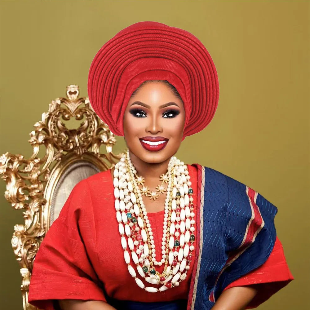 Cravates de tête nigérianes pour femmes, équipement de sauna, turban africain élégant, déjà fabriqué, enveloppes de tête féminines, fête de mariage, Auto Gele