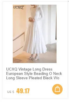 UCXQ Elegant Long Dress French Style Tassels Diamonds Fold Waist Ruffled Edges Evening Dresses Women 2025 Spring Autumn 3WQ8194