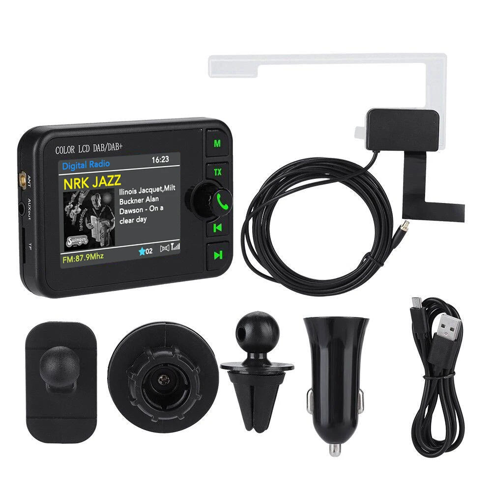 Récepteur Radio DAB dans la voiture avec écran 2.4 pouces, adaptateur de diffusion d'antenne de Signal numérique stéréo, transmetteur FM Bluetooth 5.0 AUX MP3