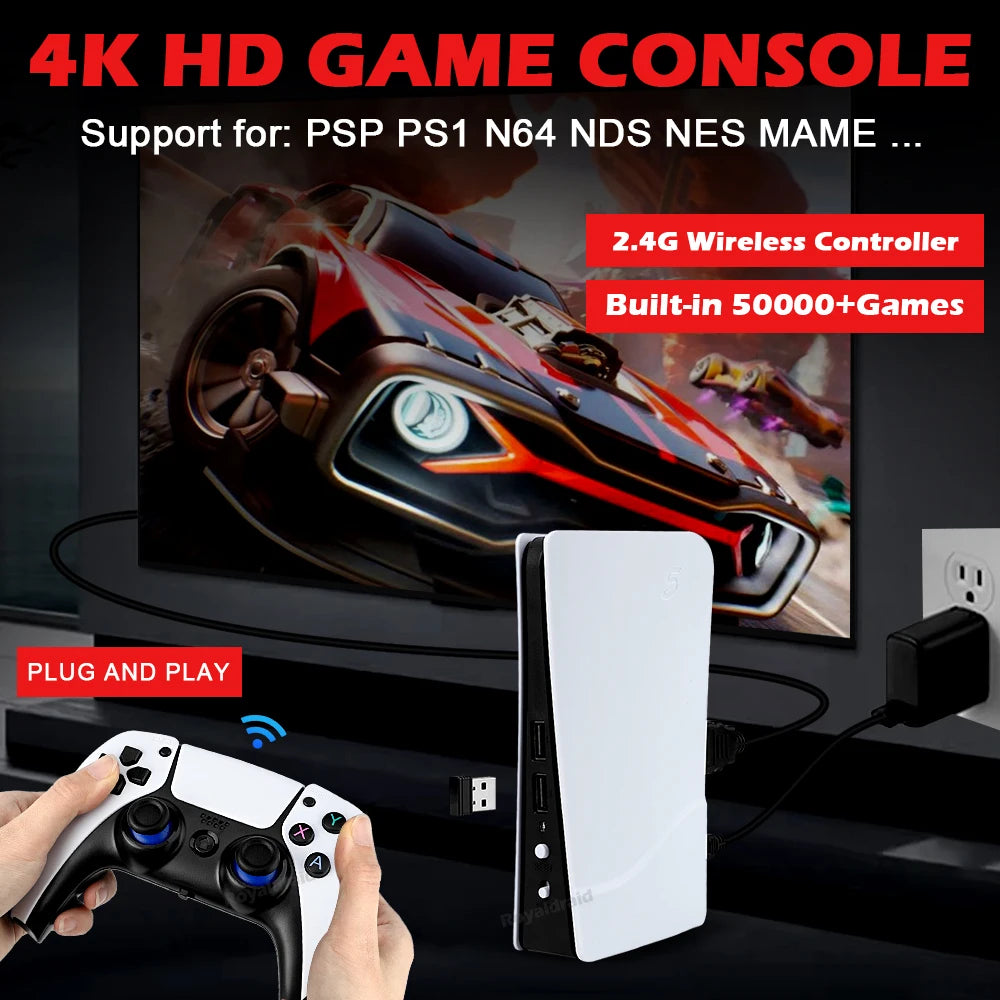 Console de jeu vidéo GB5, 256 Go, 128 Go, 64 Go, plus de 50000 jeux rétro, boîte de jeu TV HD, 5 deux manettes de jeu pour PS1, PPéventuelles P, MAcloser, arcade Gaming Stick