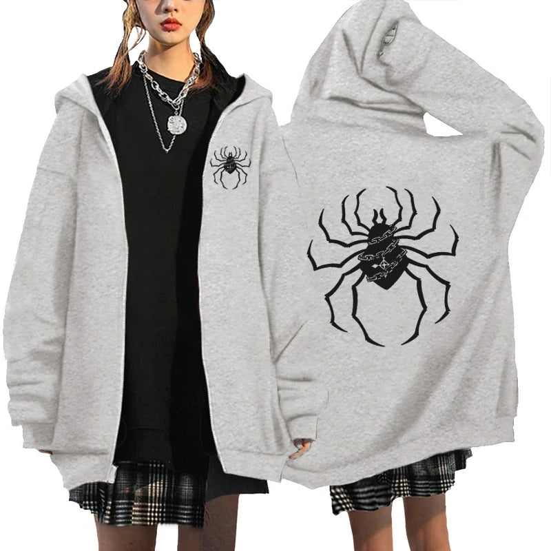 Hunter X Hunter Spider imprimé Anime sweat à capuche avec fermeture éclair hommes femmes gothique Y2K veste zippée sweat à capuche décontracté manteau Streetwear