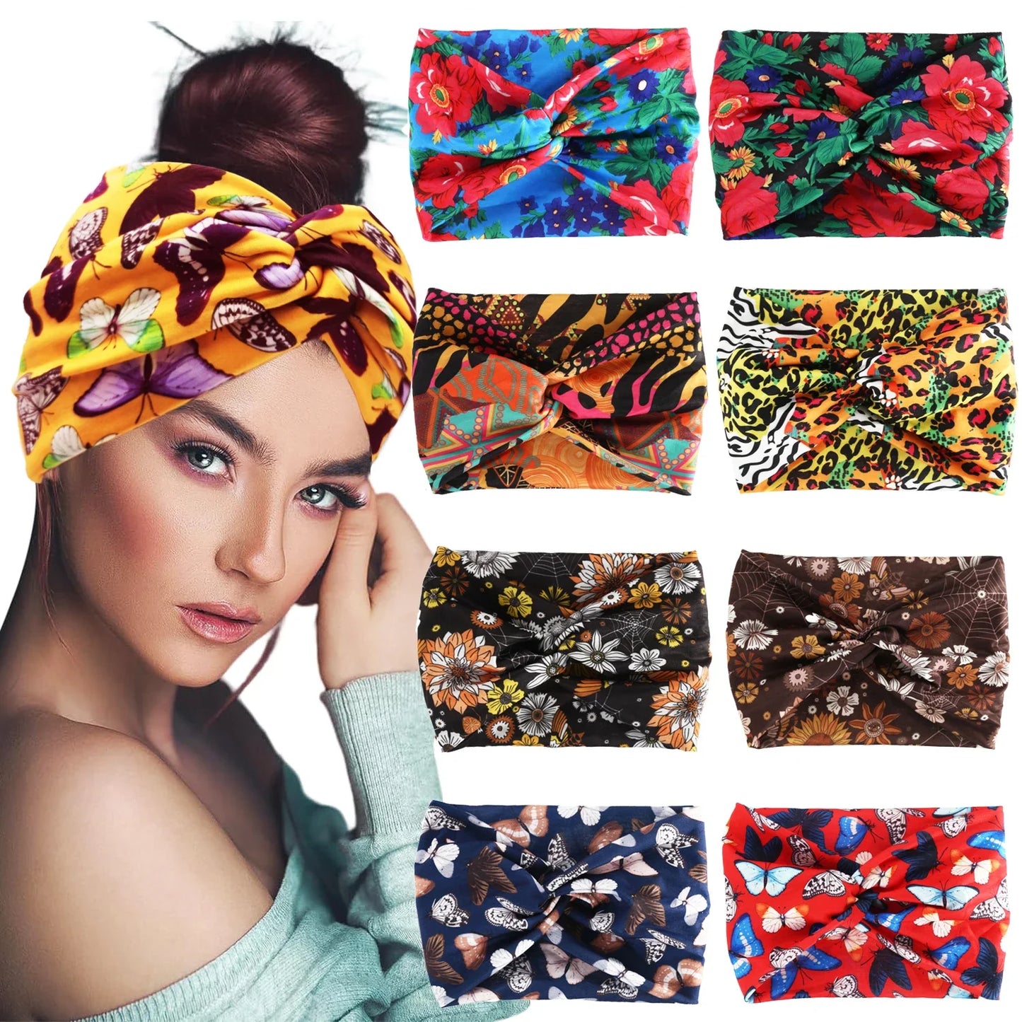 Bandeau élastique large imprimé Pilates Yoga course cyclisme bandeau Turban maquillage cerceau de cheveux maquillage bandeau pour femmes fille