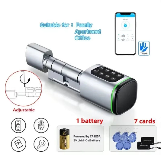TTLock-Serrure de Porte Intelligente avec Mot de Passe et Carte RFID, Contrôle par Application, Intervalles Européens, Numérique, Sans Clé, Remplace Alexa (Sans Empreinte Digitale)