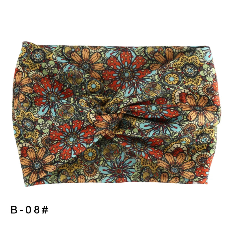 Bandeau élastique large imprimé Pilates Yoga course cyclisme bandeau Turban maquillage cerceau de cheveux maquillage bandeau pour femmes fille