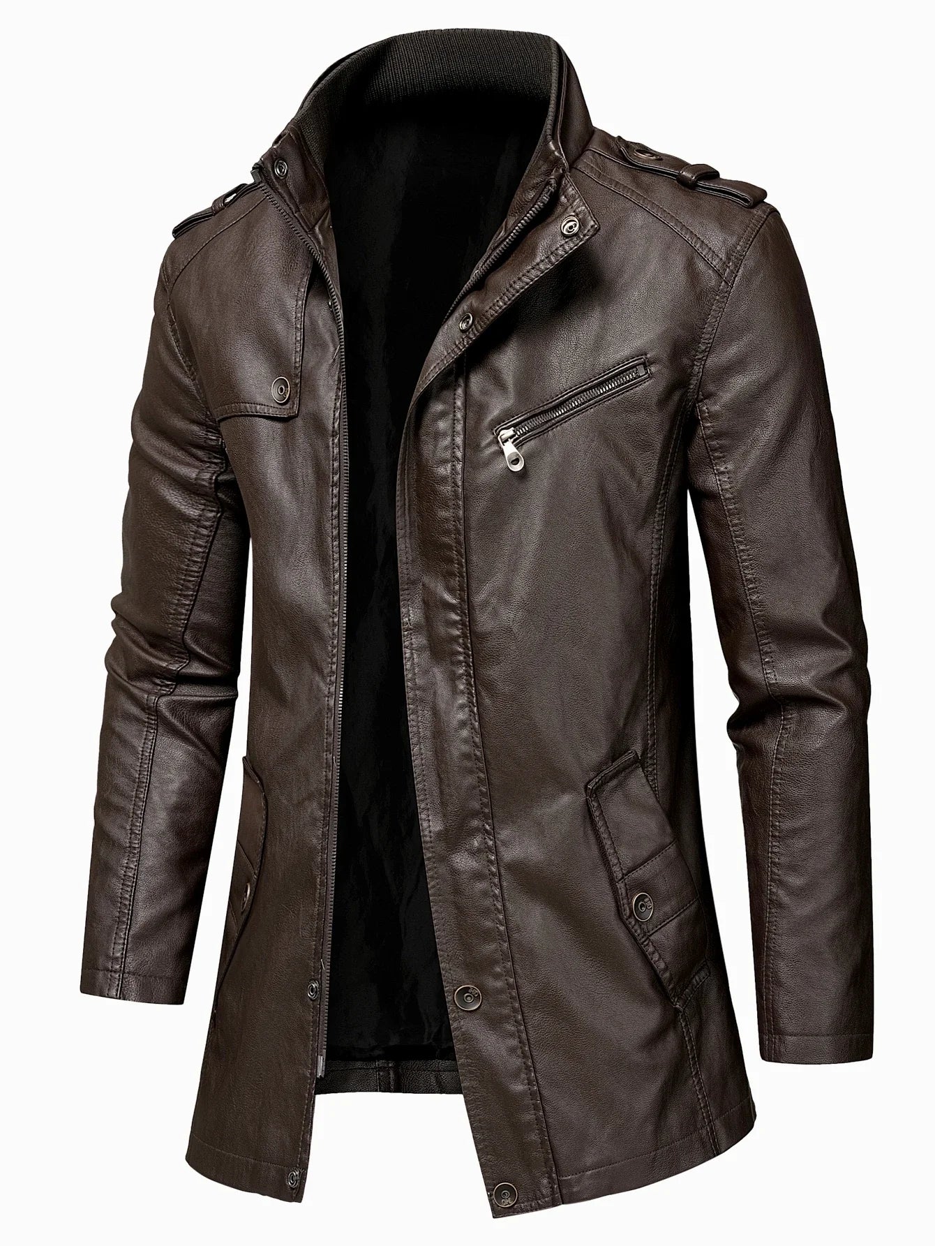 Veste en cuir de poche vintage pour hommes, manteau long, parkas chaudes, style anglais décontracté, mode automne et hiver