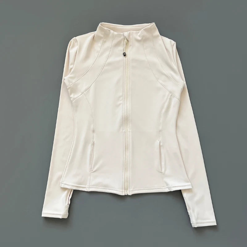 Veste de Fitness à col montant pour femmes, séchage rapide, coupe ajustée, fermeture éclair, vêtements de Yoga, manches longues, respirant, course à pied, sport, cyclisme