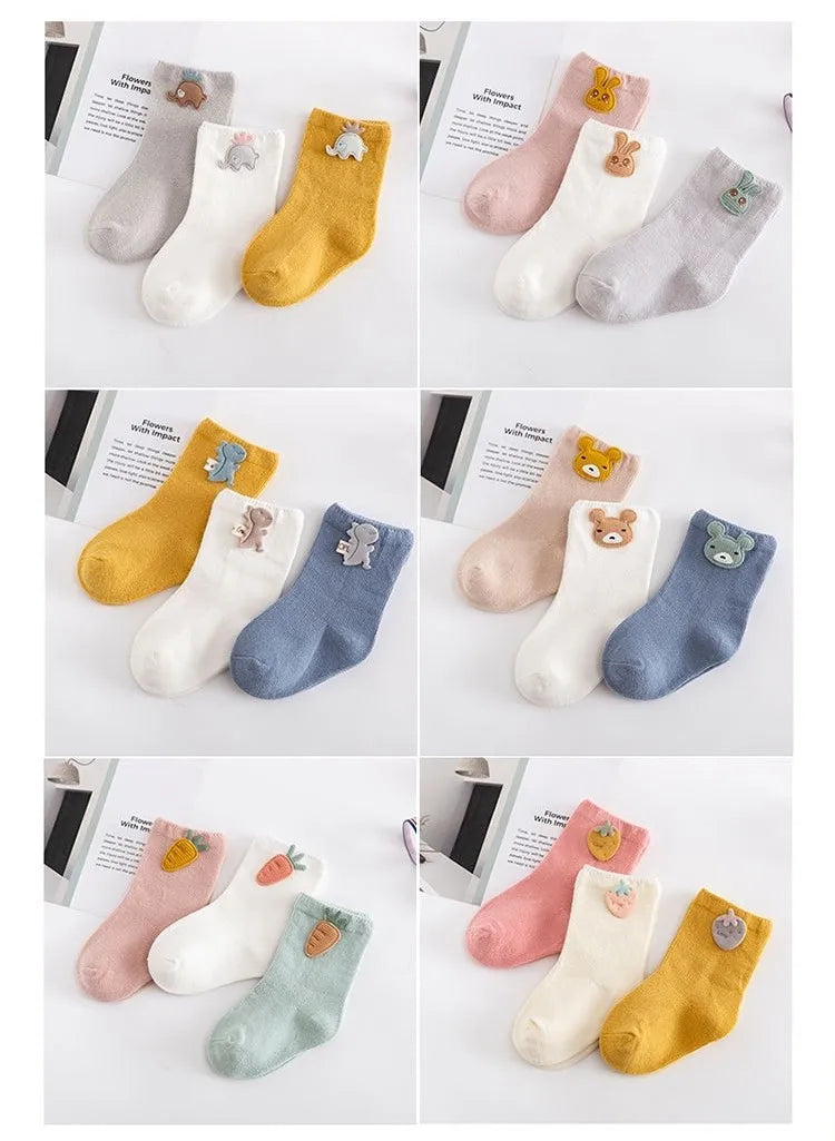 3 Pairs/Lot Baby Cotton Socks Boy Socks Girl Socks Newborn Soft Socks Kids Clothing