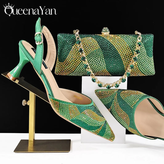 Élégance festive : Spot Goods Talons éblouissants et pochette longue chic Combinaison parfaite de chaussures et de sacs pour occasions spéciales