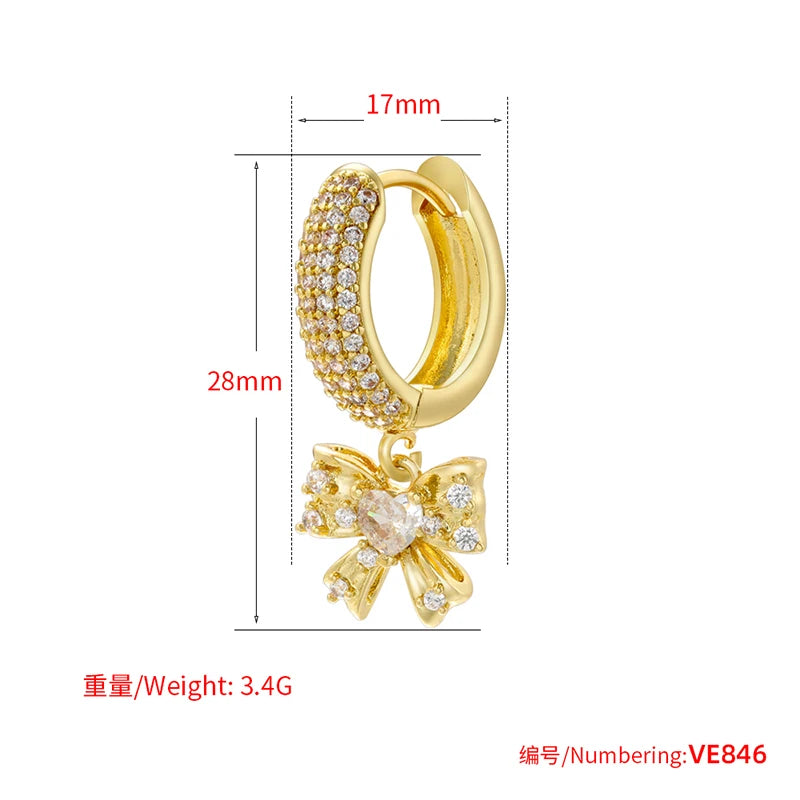 ZHUKOU-Boucles d'oreilles Pearl Coussins Hoop pour femmes, Boucles d'oreilles Huggie Cubic Zirconia, Boucles d'oreilles Sweet Bow Dstress, 4 lignes, Vente en gros, VE846