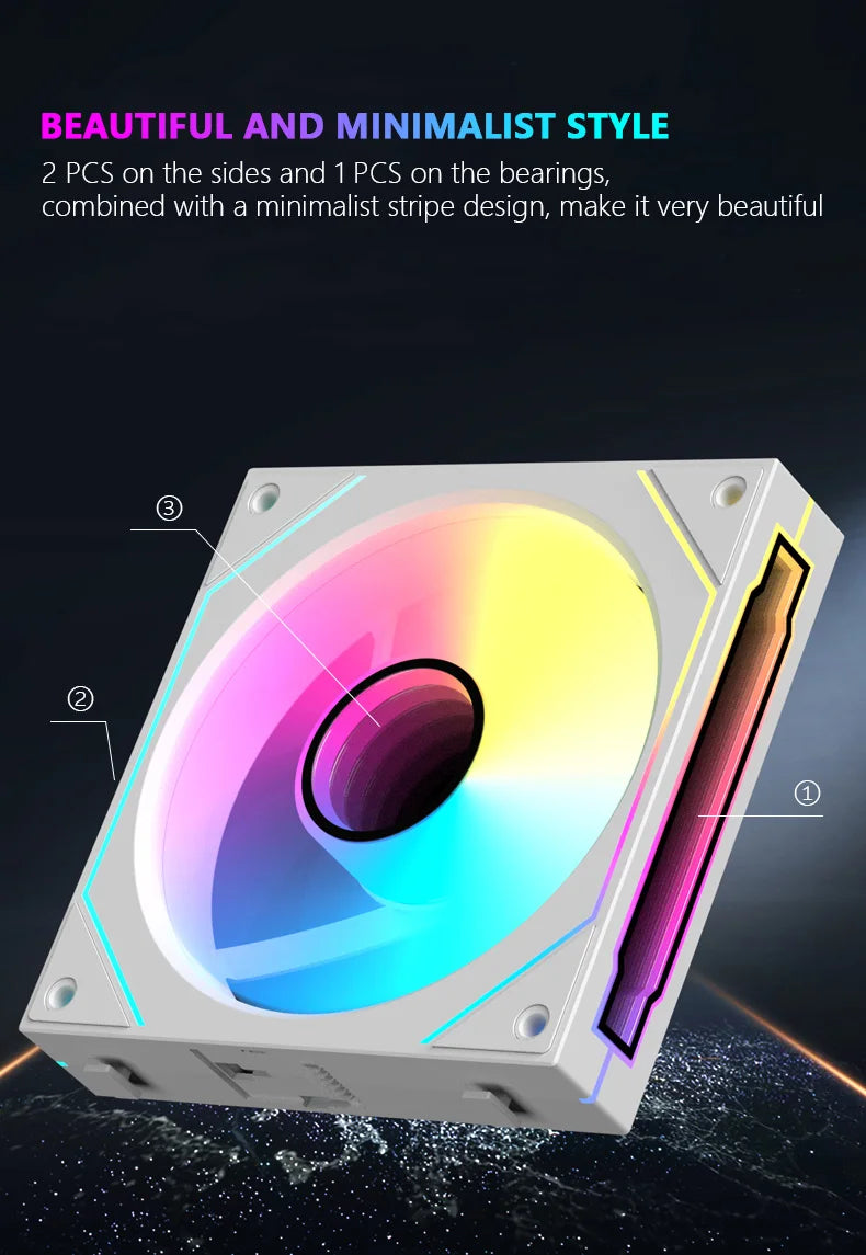 JUMPEAK MX120 360mm Modulaire Sans Fil Épissage PC 120mm Ventilateur De Refroidissement ARGB Effet Miroir Infini Pour Refroidisseur d'Eau d'Ordinateur