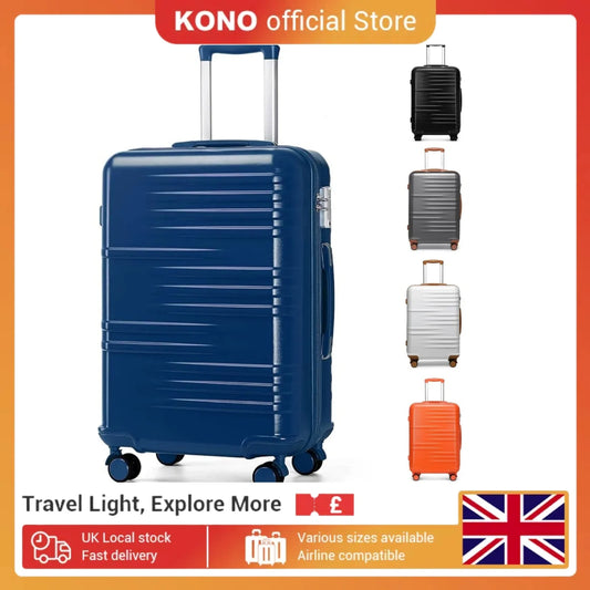 Valise de cabine rigide en PC léger, valise de voyage britannique, 4 roues tournantes, valise à main BLOLock à 3 chiffres