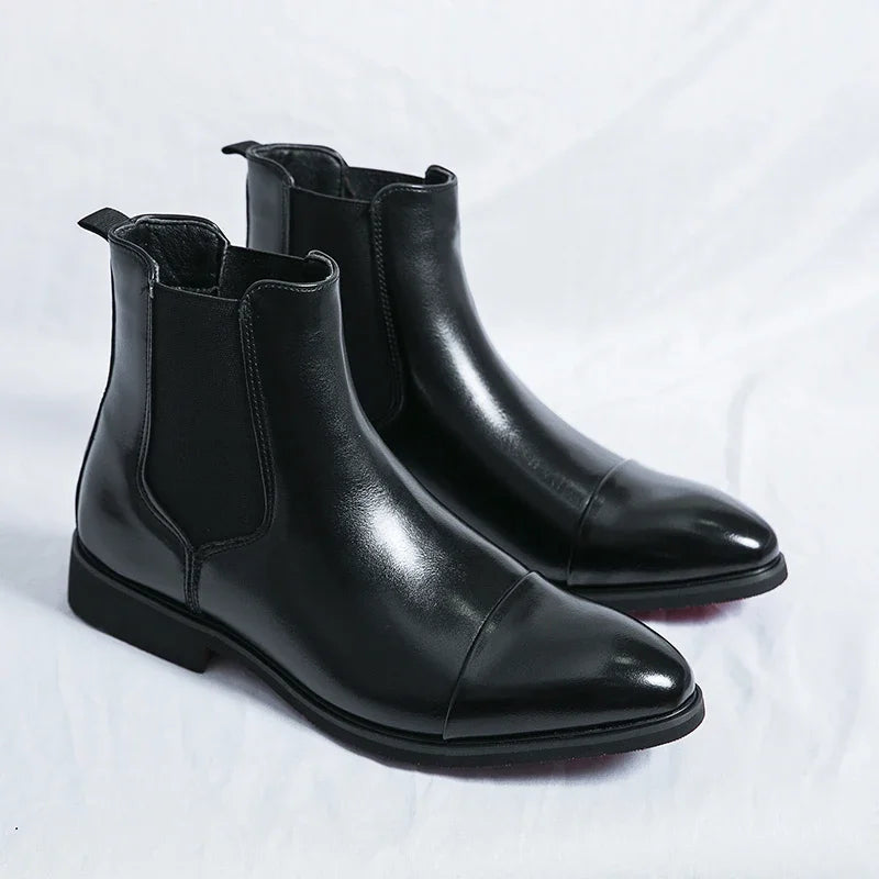 Chelsea bottes pour hommes semelle rouge Pu cheville affaires bout rond Slip-On hommes bottes livraison gratuite taille 38-46 hommes chaussures hommes bottes