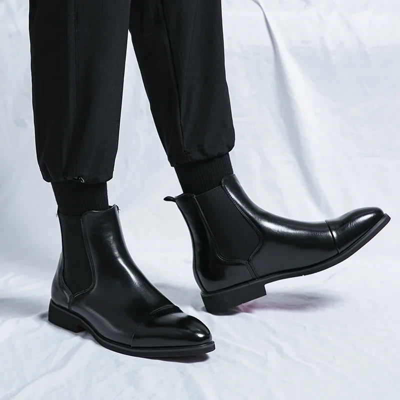 Chelsea bottes pour hommes semelle rouge Pu cheville affaires bout rond Slip-On hommes bottes livraison gratuite taille 38-46 hommes chaussures hommes bottes