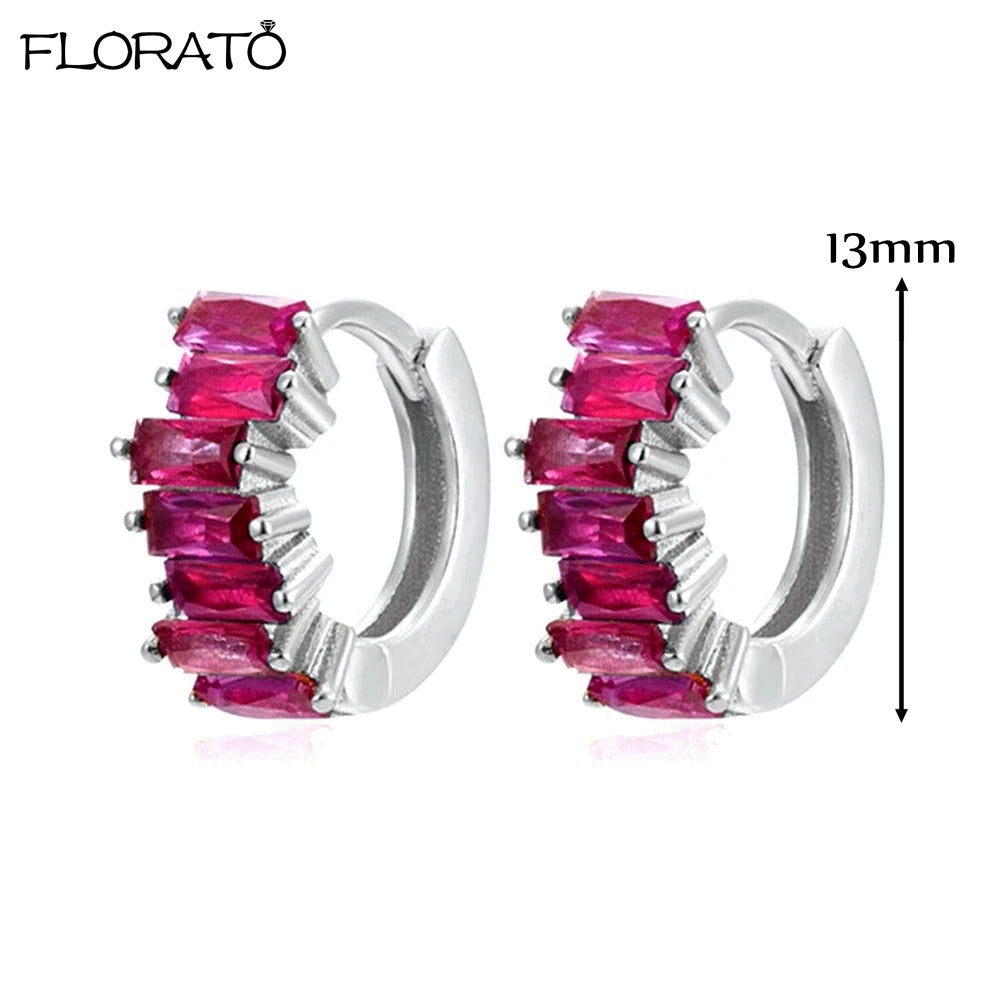 Boucles d'oreilles créoles minimales rouges pour femmes, cristal, petit Huggie, boucle d'oreille cartilage mince, piercing 147 us, bijoux, cadeau, contre-indiqué, 2 pièces