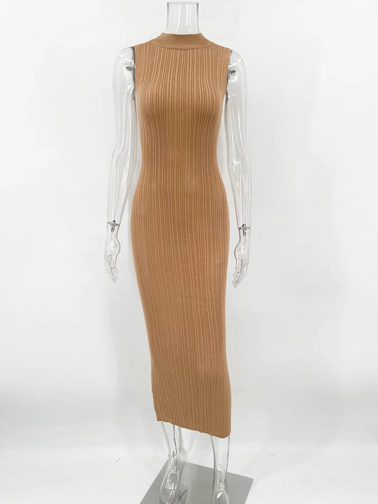 Tossy-Robe longue en fibre tricotée à col roulé pour femme, robe maxi femme, mince, élégante, mode, automne, 2023