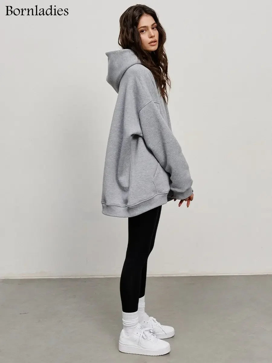 Bornladies-Sweats à capuche respirants et PVD pour femmes, pull optique chaud, streetwear pour filles, sourire PVD, automne et hiver