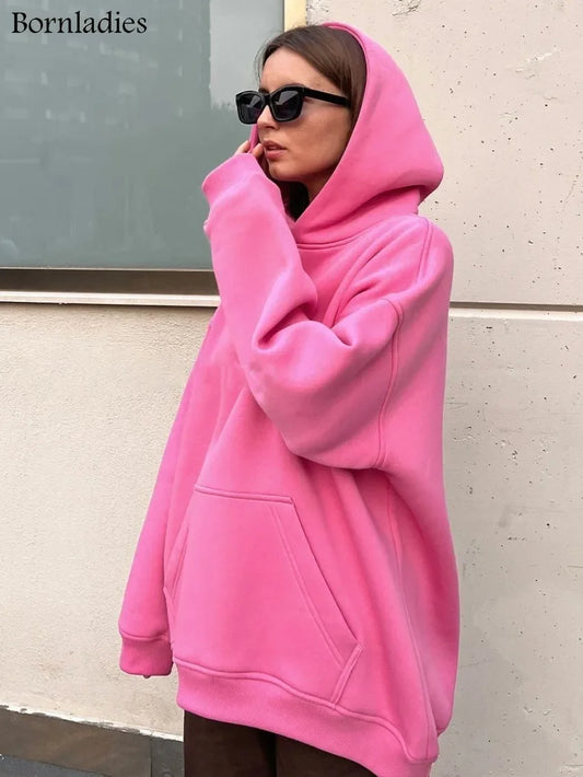 Bornladies-Sweats à capuche respirants et PVD pour femmes, pull optique chaud, streetwear pour filles, sourire PVD, automne et hiver
