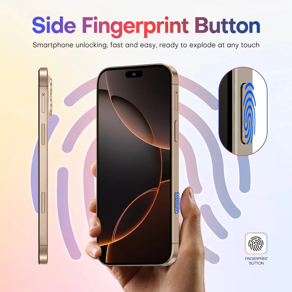 2025 nouveau smartphone i16promax phare 6.5 pouces 16 + 1 to 5g clé d'appareil photo empreinte digitale casque Bluetooth peut être acheté séparément