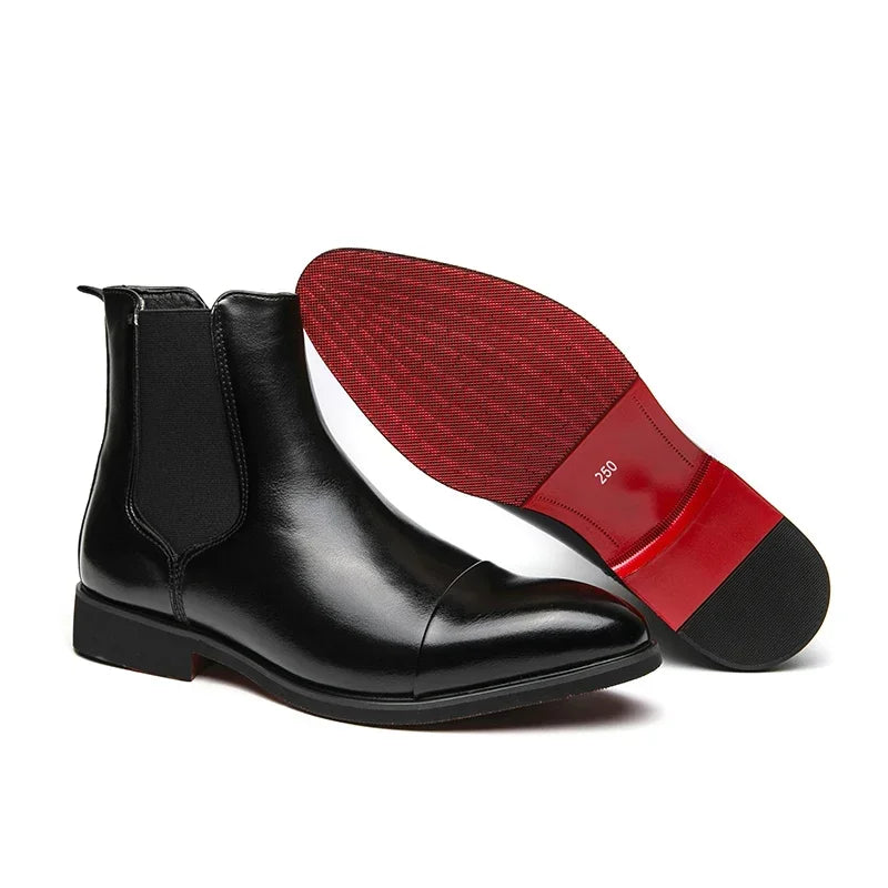 Chelsea bottes pour hommes semelle rouge Pu cheville affaires bout rond Slip-On hommes bottes livraison gratuite taille 38-46 hommes chaussures hommes bottes
