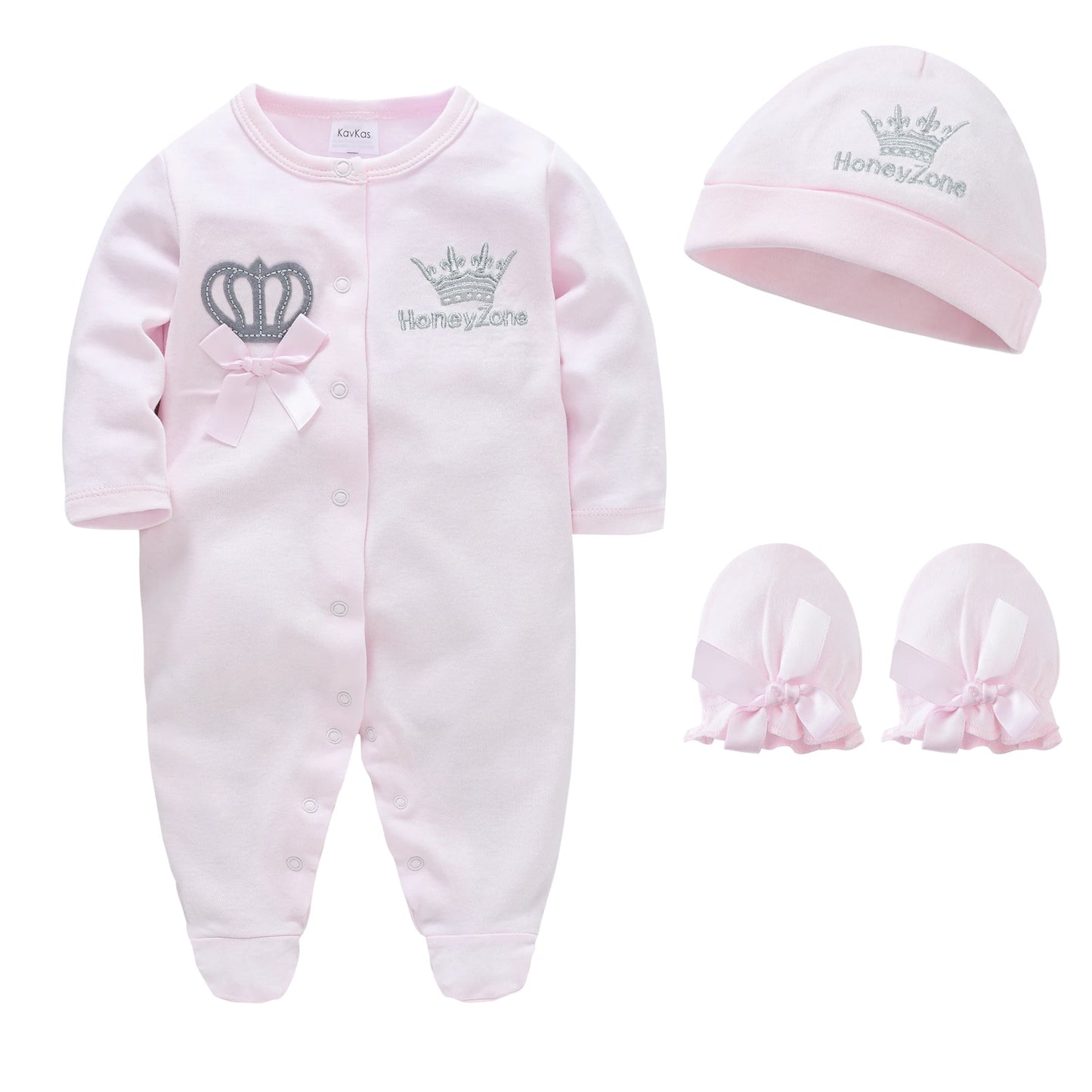Honeyzone Pyjama Bebe printemps automne bébé garçon vêtements ensemble couronne bleue imprimé combinaison à manches longues nouveau-né barboteuse sommeil 0 à 12 mois