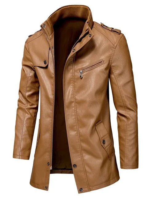 Veste en cuir de poche vintage pour hommes, manteau long, parkas chaudes, style anglais décontracté, mode automne et hiver