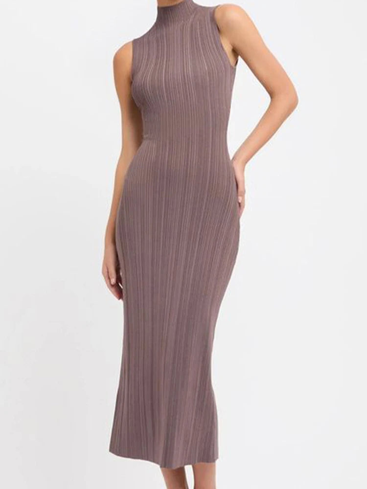 Tossy-Robe longue en fibre tricotée à col roulé pour femme, robe maxi femme, mince, élégante, mode, automne, 2023