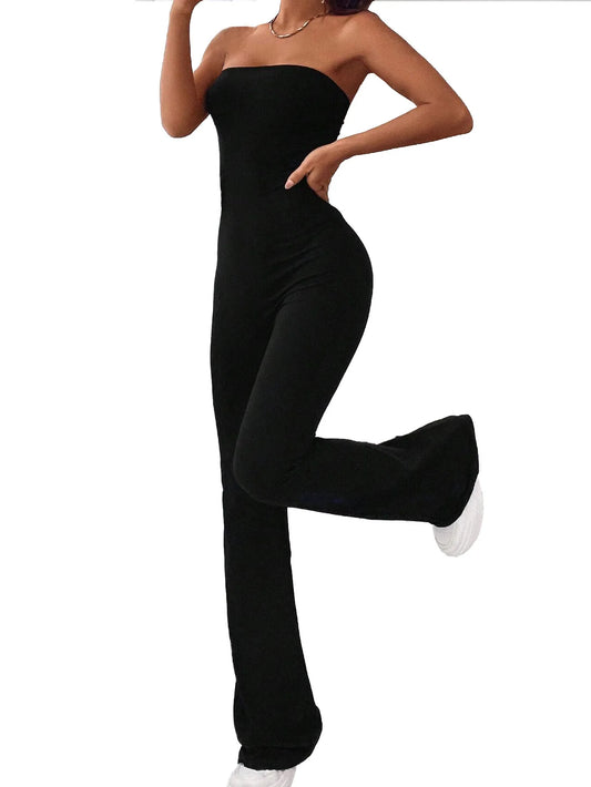 Combinaison Sexy sans bretelles pour femmes, couleur unie, moulante, nouvelle mode, fête, dîner en famille, 2024