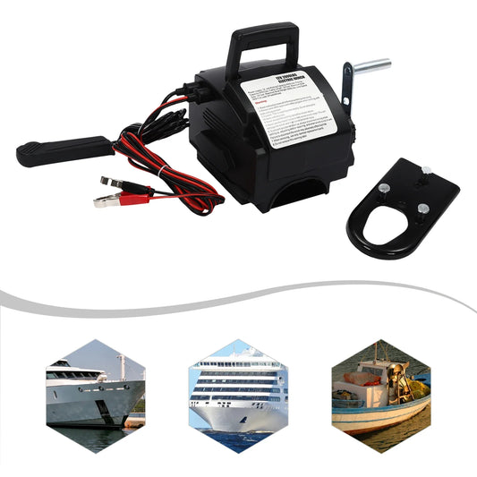 Treuil à corde électrique 12V, double Modes de commande avec poulie à corde de bateau pour tirer des bateaux, des camions et d'autres objets lourds
