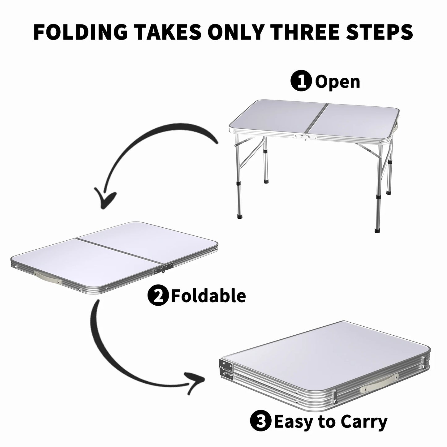 Table de Camping Portable Table pliante légère en aluminium Table de jardin réglable en 2 hauteur Table de pique-nique barbecue pour le Camping, les fêtes et
